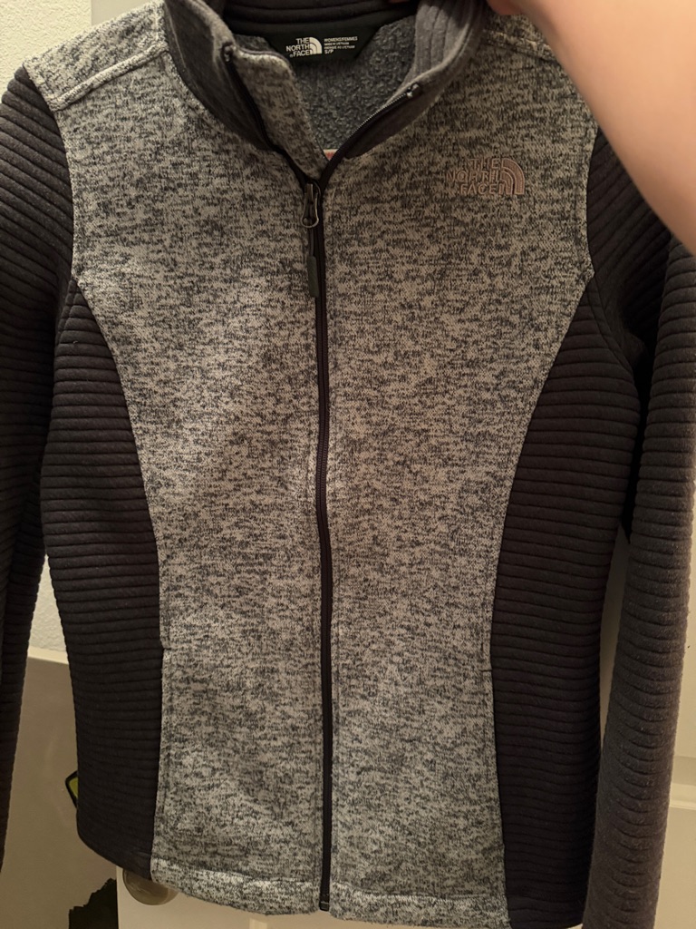 The North Face Heather Gray And Black Zip-Up Sweater Jacket